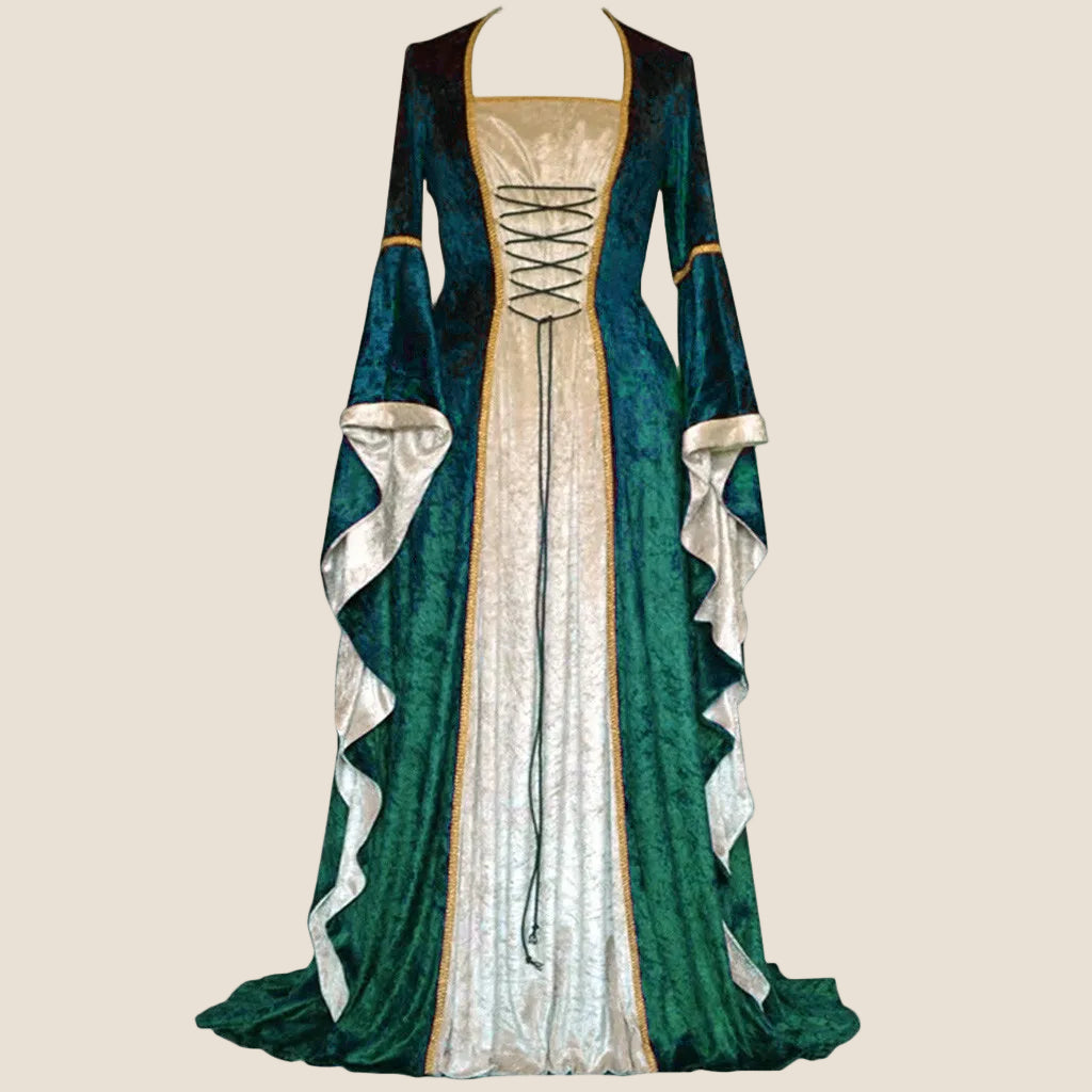 Robe de soirée rétro pour femmes, Costume d'halloween, Robe Noble de cour Cosplay, manches cloche anciennes, Costume de princesse