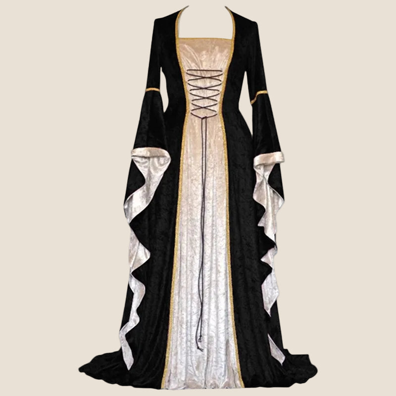 Robe de soirée rétro pour femmes, Costume d'halloween, Robe Noble de cour Cosplay, manches cloche anciennes, Costume de princesse