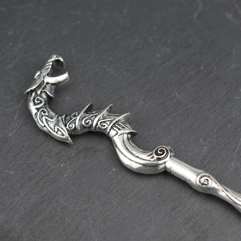 Bâtonnets à cheveux Dragon éthique, hache argentée, épée, accessoires pour cheveux, sorcière, serpent, Triple lune, pentagramme, épingle à cheveux