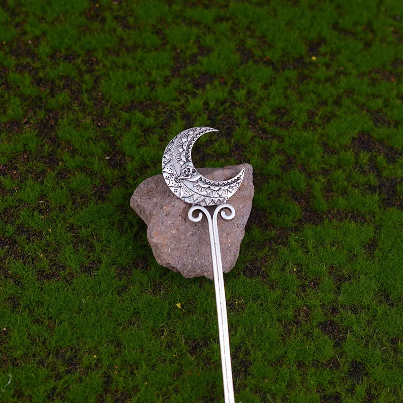 Bâtonnets à cheveux Dragon éthique, hache argentée, épée, accessoires pour cheveux, sorcière, serpent, Triple lune, pentagramme, épingle à cheveux