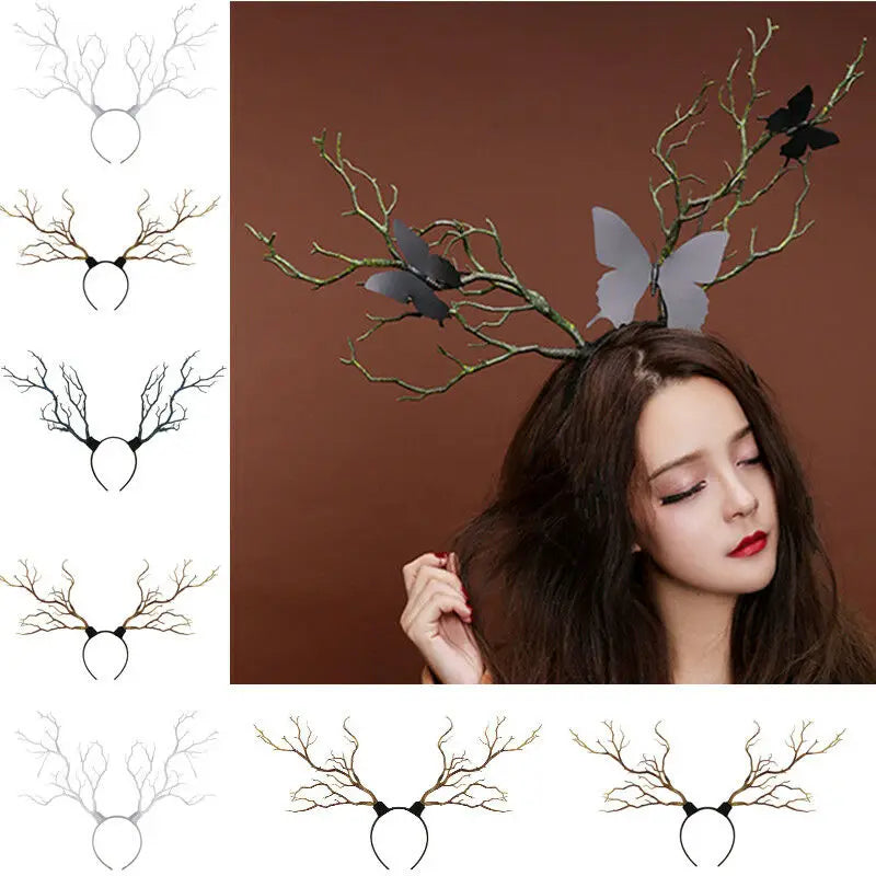 Serre-tête de noël, Long, Branches de bois, cornes, chapeau, bandeau, Cosplay, robe de fête, nouvelle collection, offre spéciale
