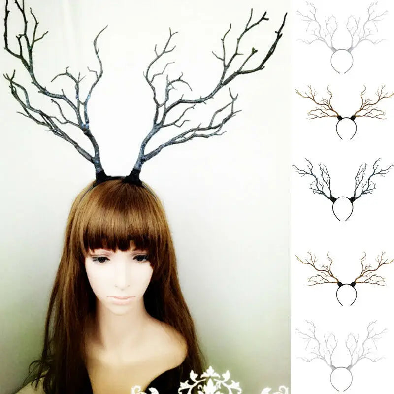 Serre-tête de noël, Long, Branches de bois, cornes, chapeau, bandeau, Cosplay, robe de fête, nouvelle collection, offre spéciale