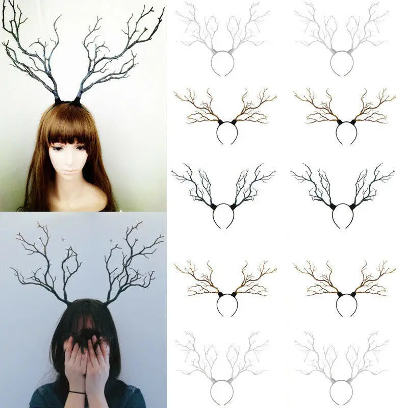 Serre-tête de noël, Long, Branches de bois, cornes, chapeau, bandeau, Cosplay, robe de fête, nouvelle collection, offre spéciale