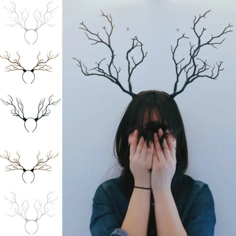Serre-tête de noël, Long, Branches de bois, cornes, chapeau, bandeau, Cosplay, robe de fête, nouvelle collection, offre spéciale