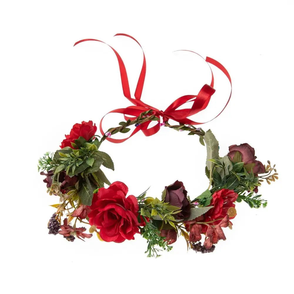 Couronne de fleurs pour femmes et filles, bande de sauna pour cuir chevelu vert, pièce de sauna, festival bohème, couronne de cheveux de mariage, accessoires photo, vêtements de sauna