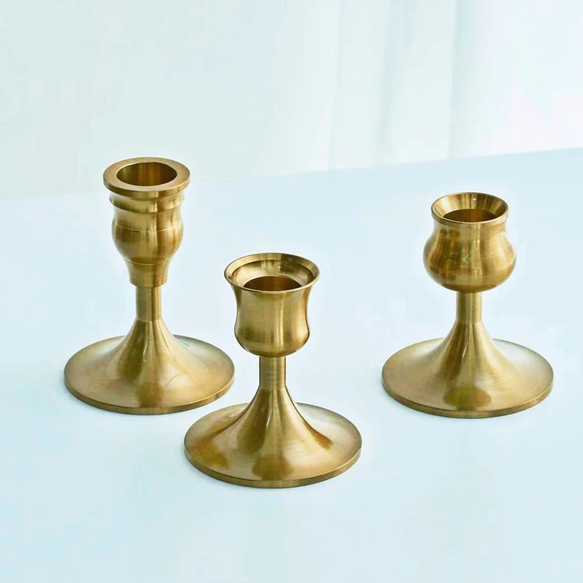 Kit de bougeoirs en laiton doré, 3 pièces, ensemble de bougeoirs décoratifs, support pour fête de mariage et salle à manger