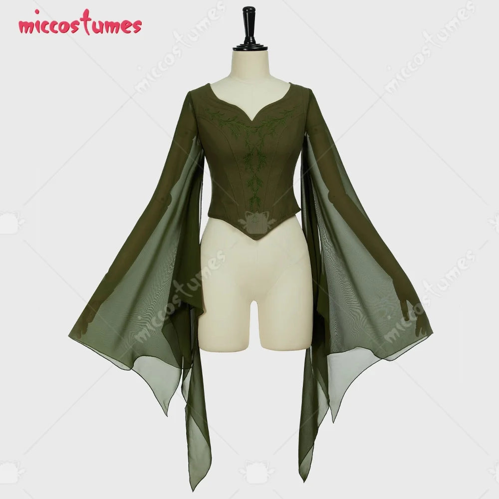 Costume d'elfe pour femme Renaissance Haut traditionnel Fée Large Manches longues Chemisier à lacets pour Halloween