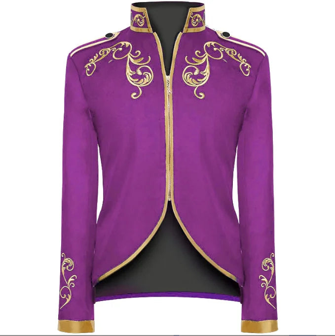 Costume à fleurs brodées pour hommes, Style britannique, blanc/bleu/rouge, manteau de fête de danse de mariage, robe de spectacle sur scène de chanteur, Blazer
