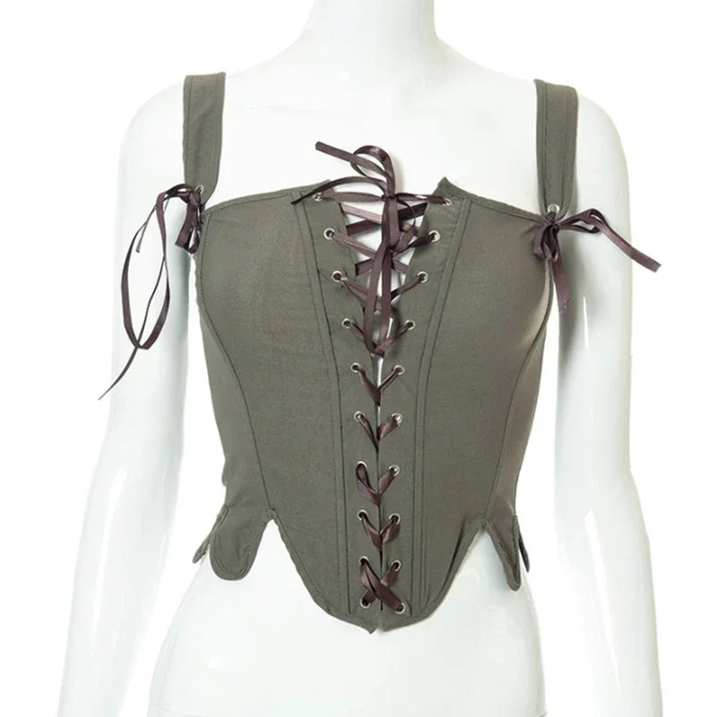 Corset Vintage de la Renaissance médiévale, Bustier court, Camisole à lacets, Ren Faire, noir et blanc, Costume de Festival