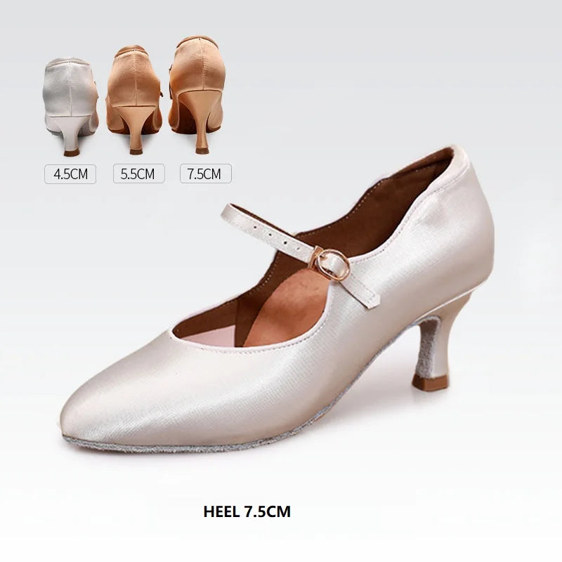 Chaussures de danse modernes pour femmes, baskets Standard en Satin à semelles souples, chaussures d'entraînement pour salle de bal, valse, Tango pour dames