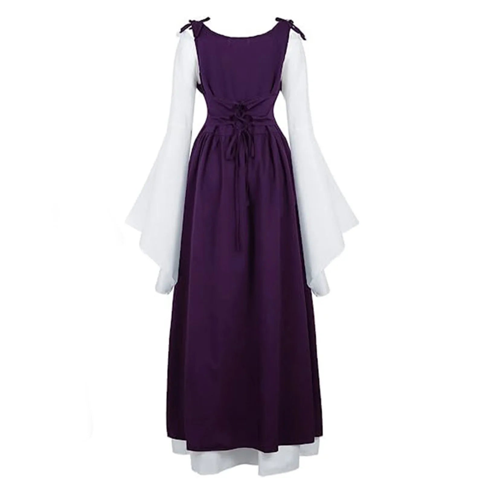 Robe à lacets vintage médiévale pour femme, corset bandage, robe élégante, manches à volants, club de fête, Halloween