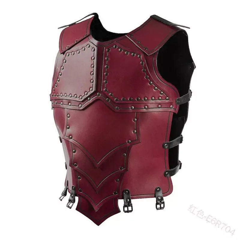 Steampunk – armure Viking réglable en Faux cuir, clôture équestre, poitrine et plaque arrière pour Costume de Cosplay d'halloween médiéval