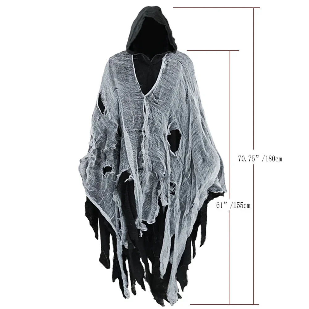 Capes à capuche en lambeaux de zombies d'horreur, costume de cosplay d'Halloween unisexe, accessoires de fête, Everaks, mesurost Dementors, jour de la fréquence