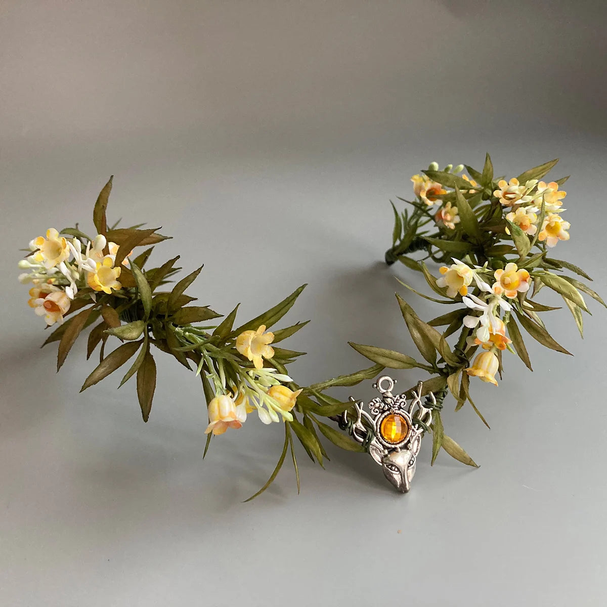 Couronne florale de diadème elfique, couronne de fleurs dégradées, terre de calcul, diadème de mariage, bandeau de demoiselle d'honneur