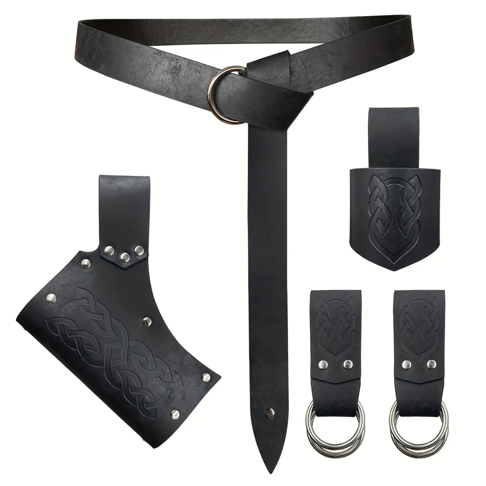 Ceinture médiévale, accessoires pour vêtements, jupe Renaissance, randonnée, corne Viking, couverture en cuir, poignard, couverture en cuir, épée grenouille