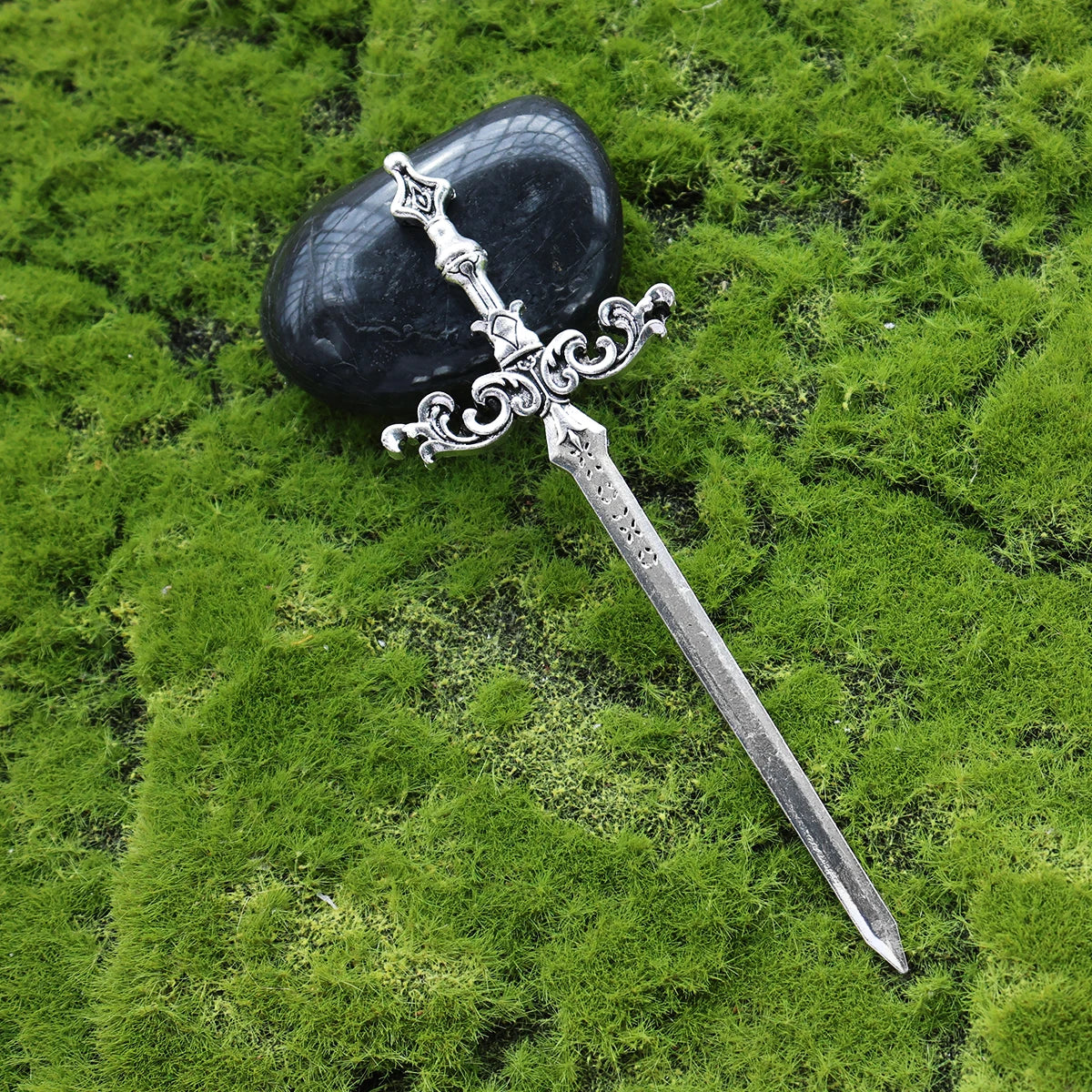 Bâtonnets à cheveux Dragon éthique, hache argentée, épée, accessoires pour cheveux, sorcière, serpent, Triple lune, pentagramme, épingle à cheveux