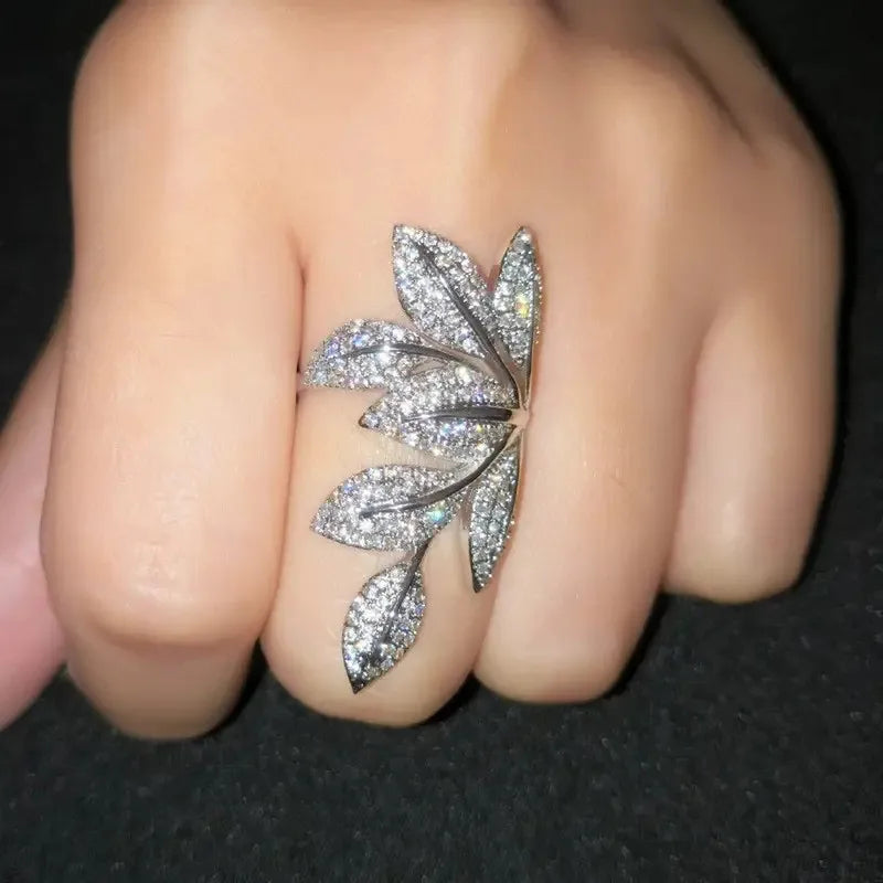 Bague en argent Sterling 925 pour femmes, entièrement pavée, zircone cubique scintillante, cristal, bijoux de luxe à la mode pour mariage