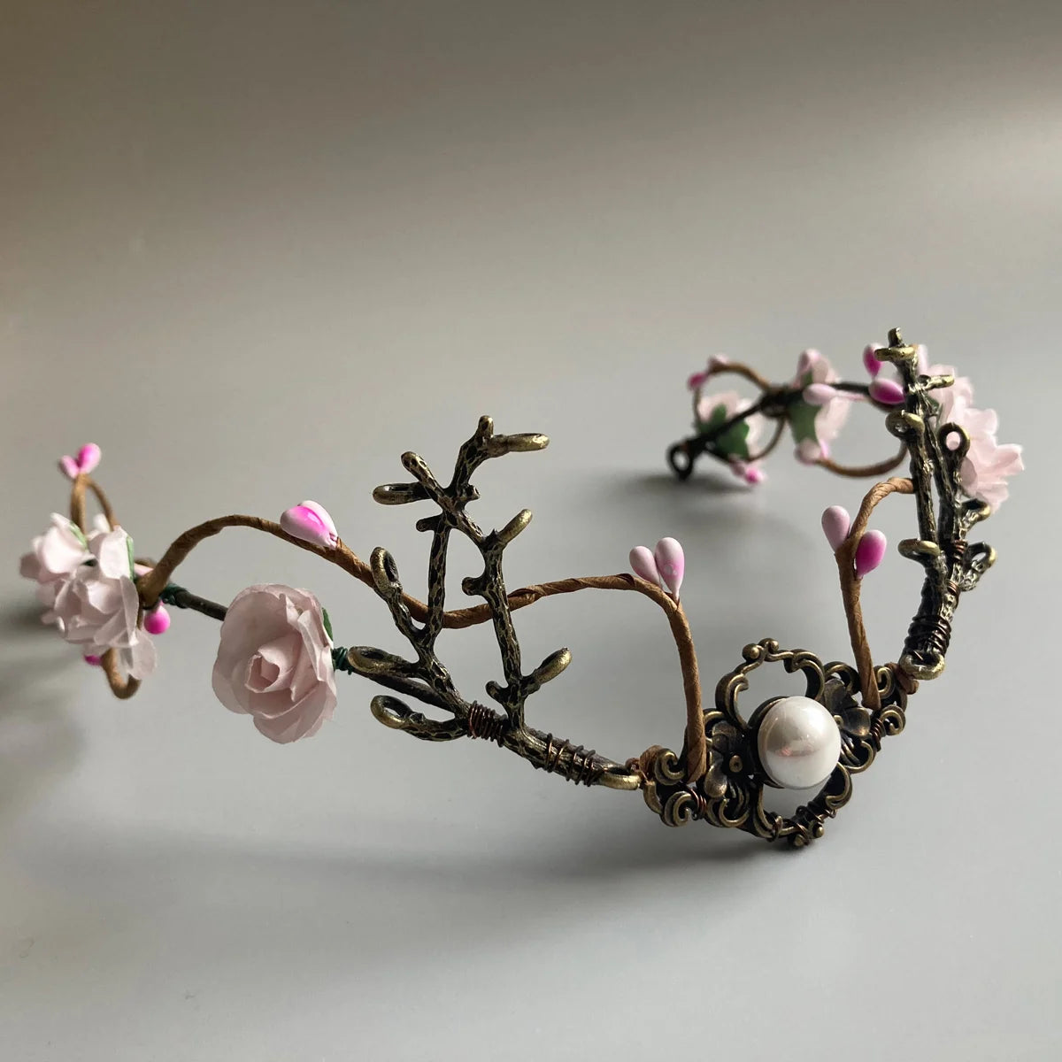 Couronne de souffle elfique, calcul de terre, blush, fleur dégradée, elfe, diadème, pièce de sauna, bébé