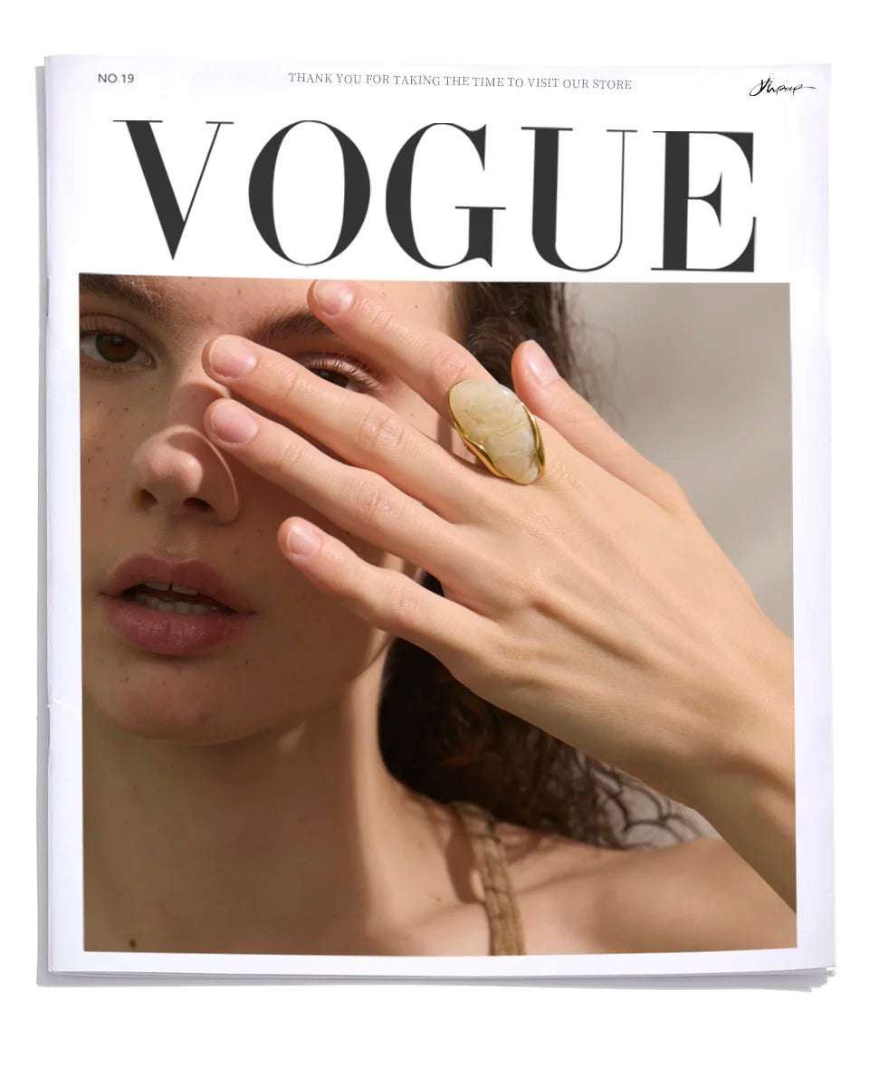 Yhpup nouveau Design marron vert Beige résine géométrique réglable anneau doré PVD acier inoxydable antirouille doigt bijoux cadeau