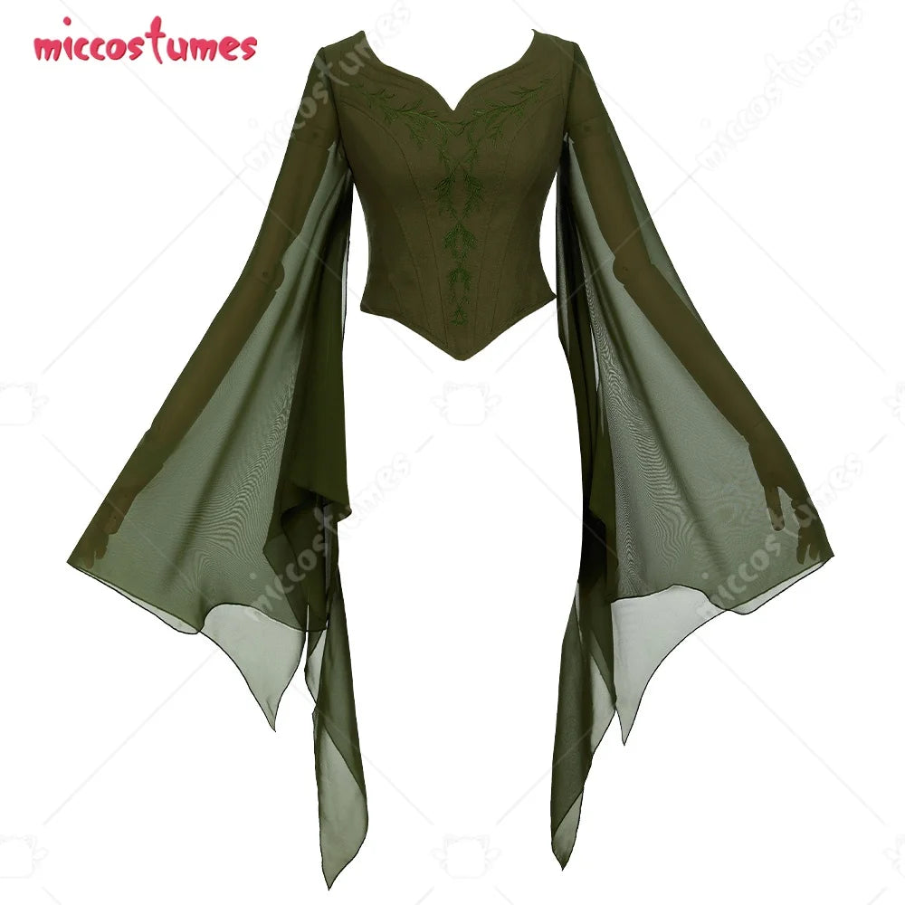 Costume d'elfe pour femme Renaissance Haut traditionnel Fée Large Manches longues Chemisier à lacets pour Halloween