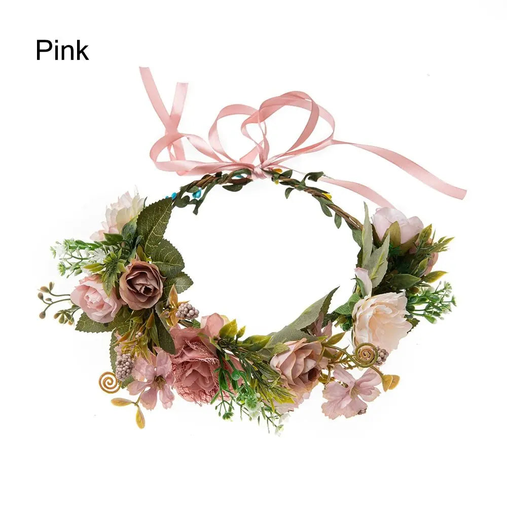 Couronne de fleurs pour femmes et filles, bande de sauna pour cuir chevelu vert, pièce de sauna, festival bohème, couronne de cheveux de mariage, accessoires photo, vêtements de sauna