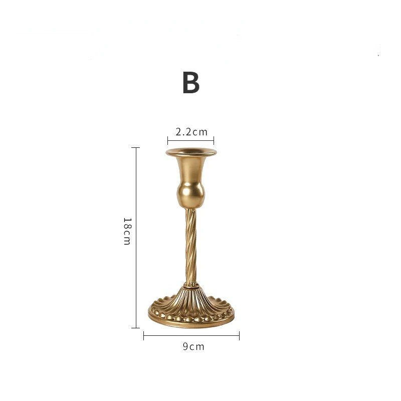 Kit de bougeoirs en laiton doré, 3 pièces, ensemble de bougeoirs décoratifs, support pour fête de mariage et salle à manger