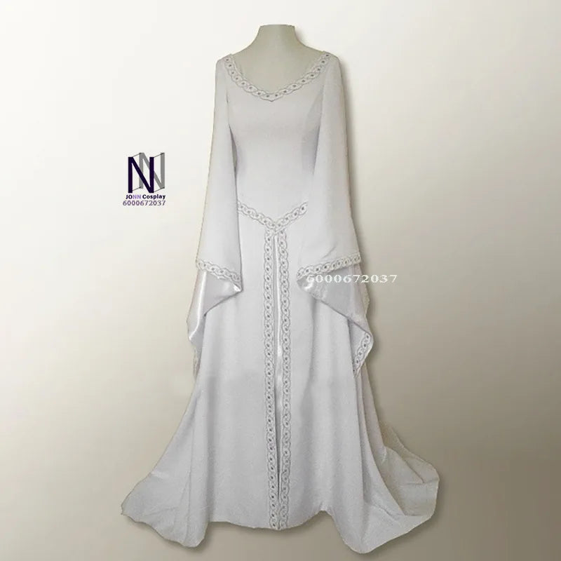 Robe de cosplay vintage médiévale Renaissance pour femme – Taille corset, longueur maxi, idéale pour Halloween