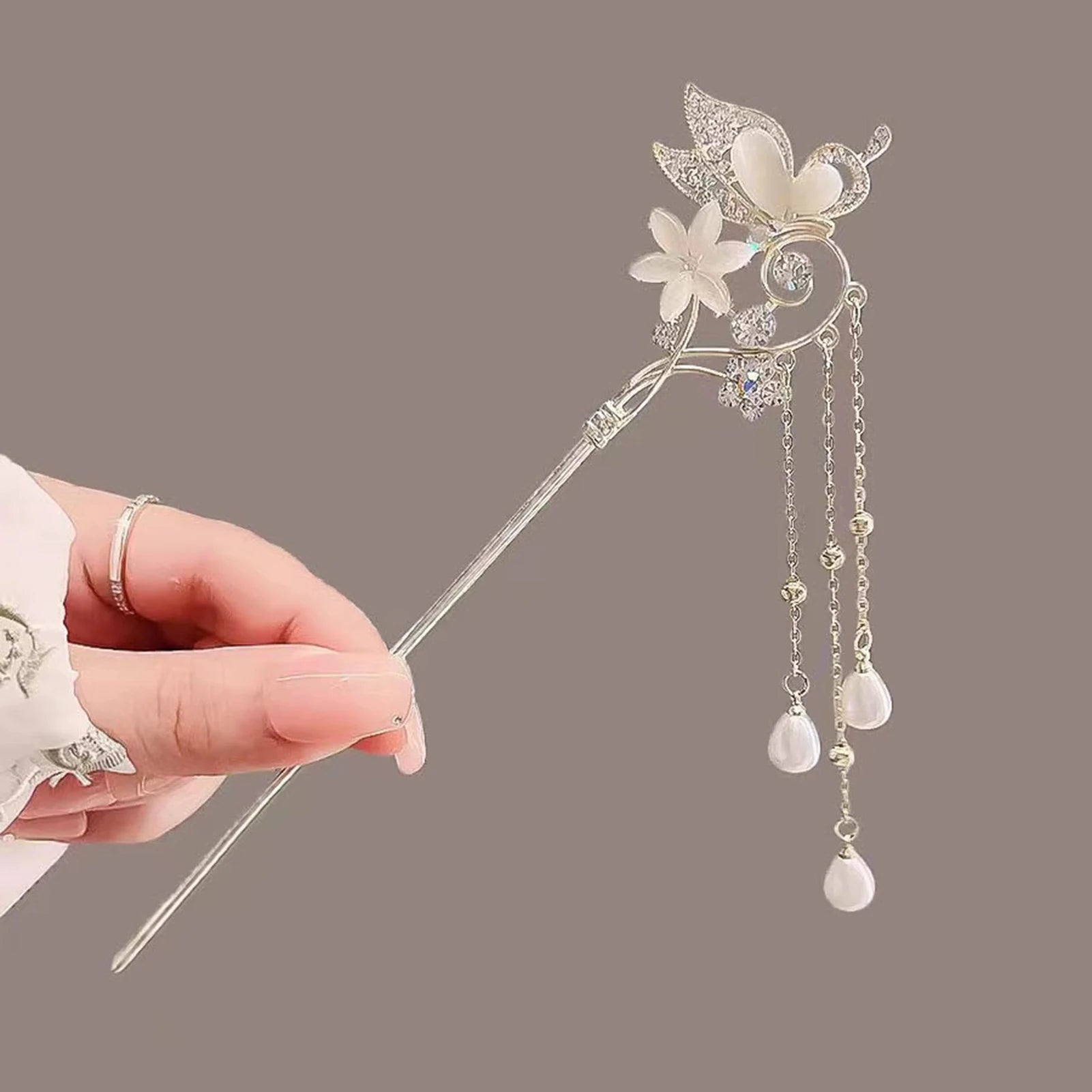 Épingle à cheveux à franges en métal pour femmes, anciers de cheveux moderne, fleur d'encre, pompon, fourcommuniste, perles noires, fermoir à cheveux, nouveaux bijoux de cheveux chinois Hanfu