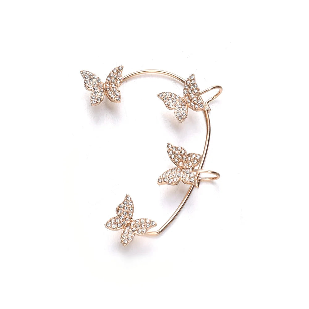 Boucles d'oreilles en alliage de feuilles et de fleurs, Non perforées, douces et brillantes pour femmes, manchette d'oreille exagérée, bijoux cadeau de fête d'anniversaire