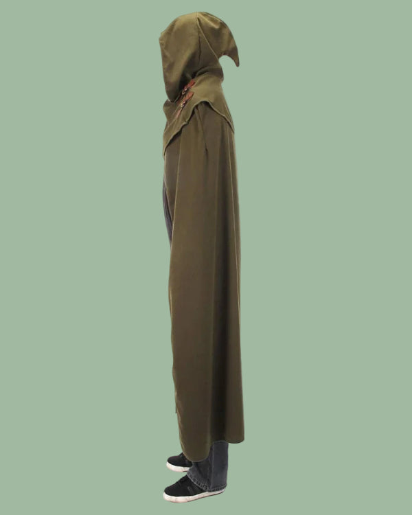 Costume de sorcière à capuche elfe lutin Everak, longue cape rétro, cape poncho, fête d'Halloween, cosplay de carnaval
