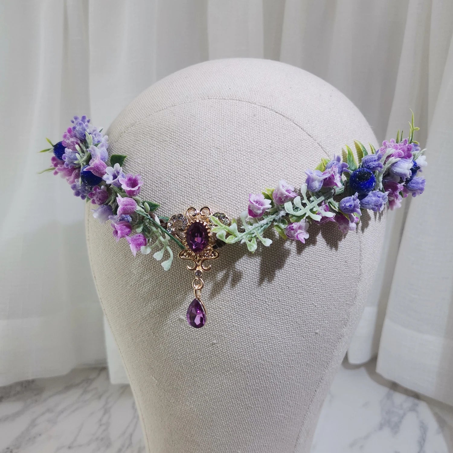 Couronne de fleurs, accessoires pour cheveux, décoration de chapeau, guirlandes florales printanières avec bijoux central luxueux
