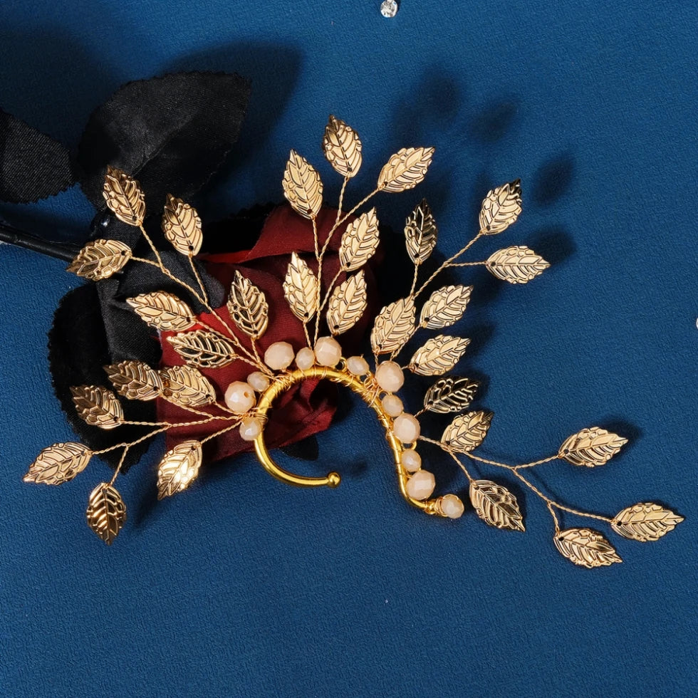 Boucles d'oreilles en alliage de feuilles et de fleurs, Non perforées, douces et brillantes pour femmes, manchette d'oreille exagérée, bijoux cadeau de fête d'anniversaire