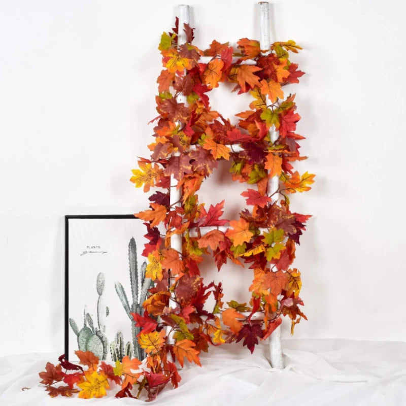 180CM automne feuille d'érable artificielle automne feuille d'érable vigne tenture murale guirlande décoration maison jardin Halloween cadeau de noël
