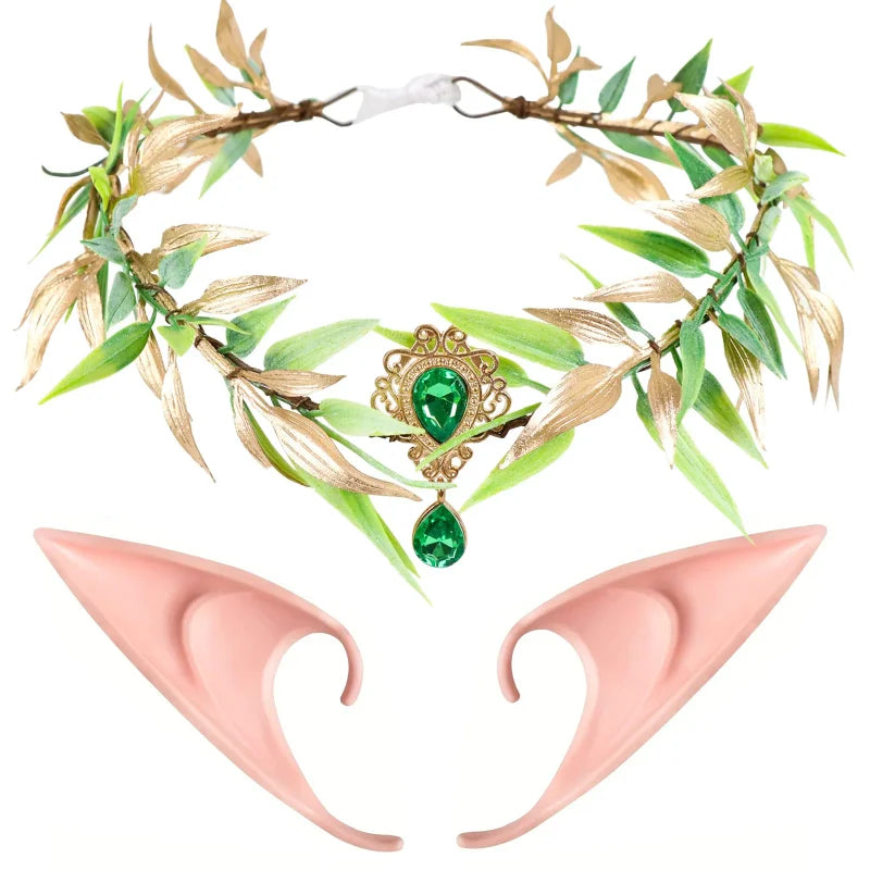 Coiffure couronne de feuilles de fée de la forêt enchantée – Accessoire de costume délicat pour femme pour cosplay princesse elfe d'Halloween