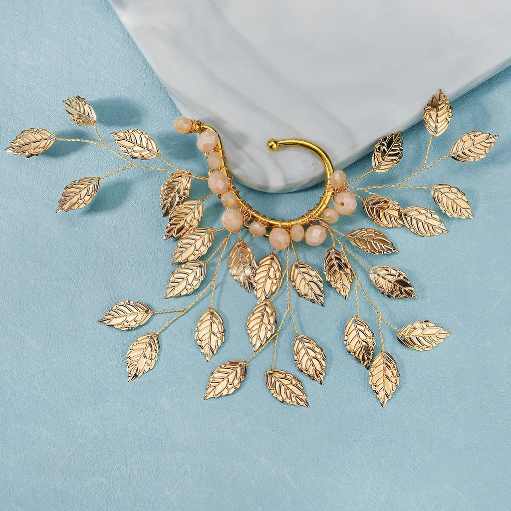Boucles d'oreilles en alliage de feuilles et de fleurs, Non perforées, douces et brillantes pour femmes, manchette d'oreille exagérée, bijoux cadeau de fête d'anniversaire