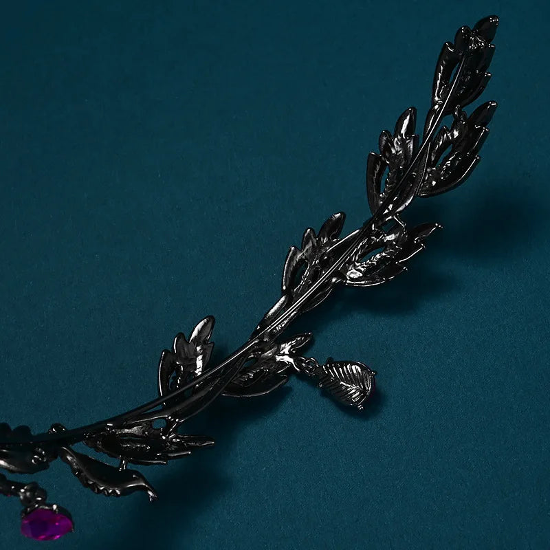 Vintage couronne diadème feuille de cristal elfe diadème cheveux accessoires pour femmes bijoux de Costume