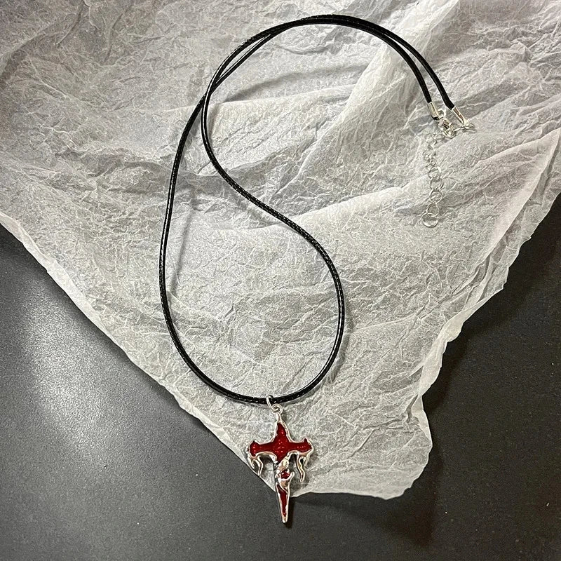 Collier Vintage avec pendentif étoile en corde de cuir pour femmes et hommes, couleur argent Antique, accessoires de bijoux esthétique Y2k