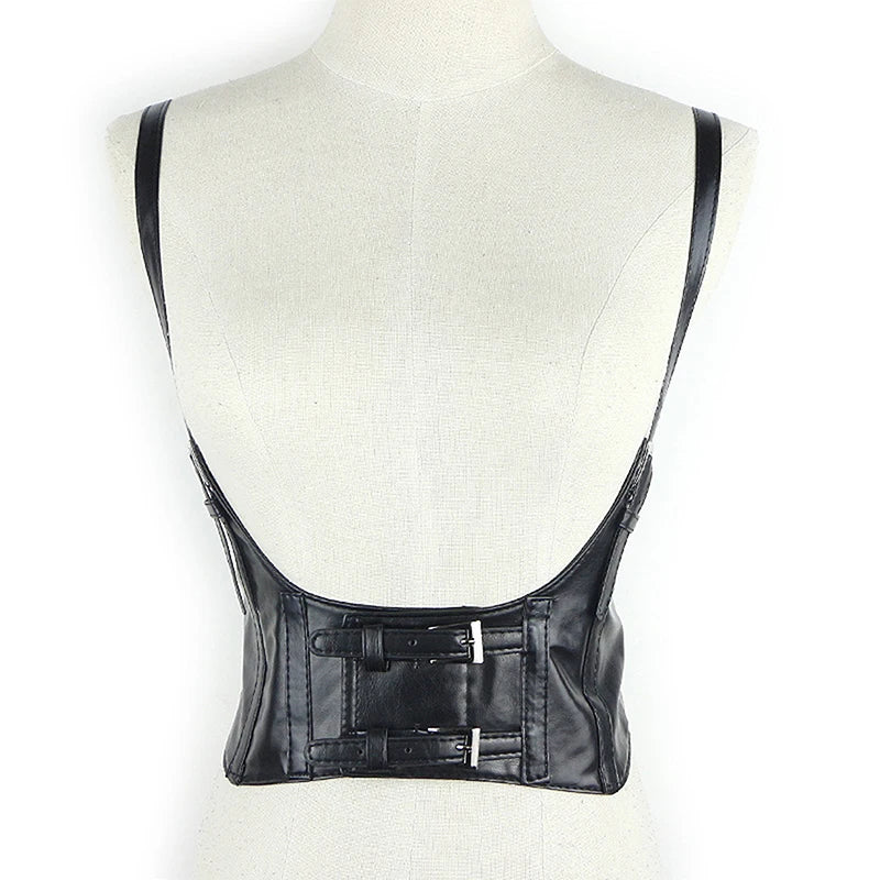 Ceinture de taille pour femmes, Corset sous le buste en cuir PU réglable, Punk Cummerbund, larges ceintures pour robe, Costume, cintré à la taille, 1 pièce