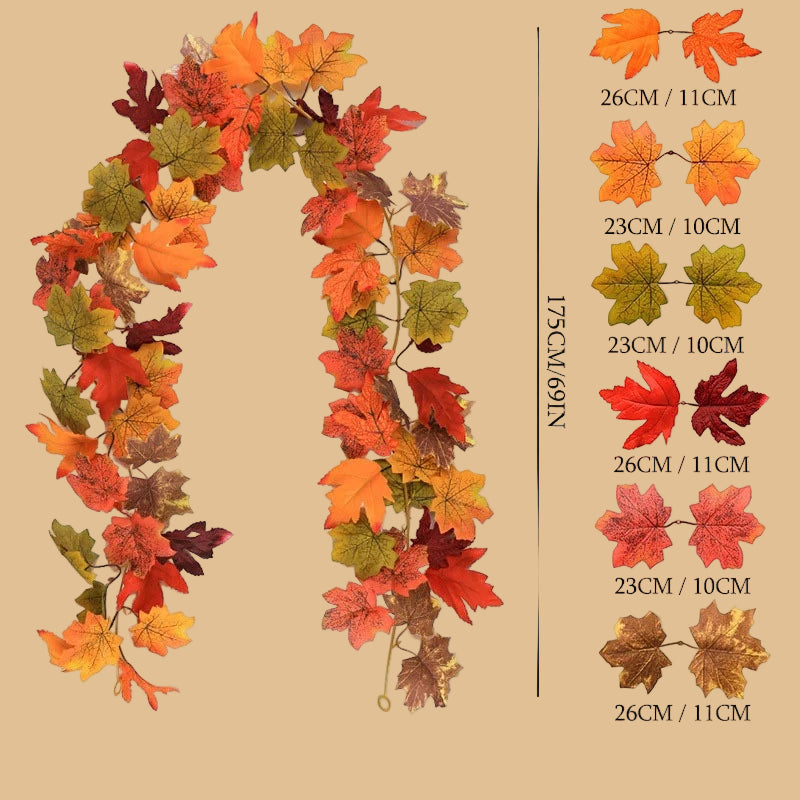 180CM automne feuille d'érable artificielle automne feuille d'érable vigne tenture murale guirlande décoration maison jardin Halloween cadeau de noël