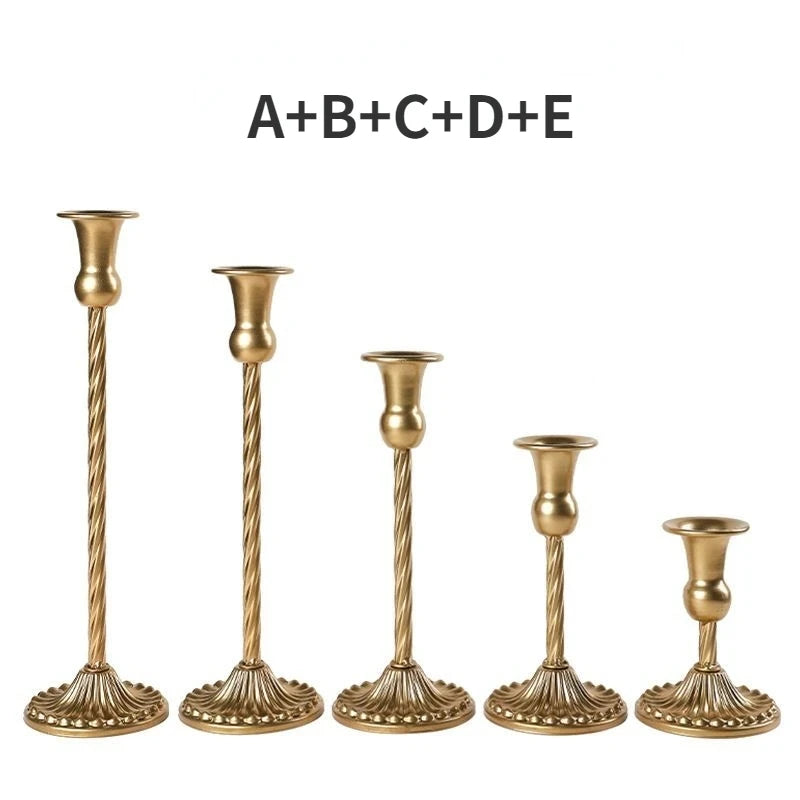 Kit de bougeoirs en laiton doré, 3 pièces, ensemble de bougeoirs décoratifs, support pour fête de mariage et salle à manger