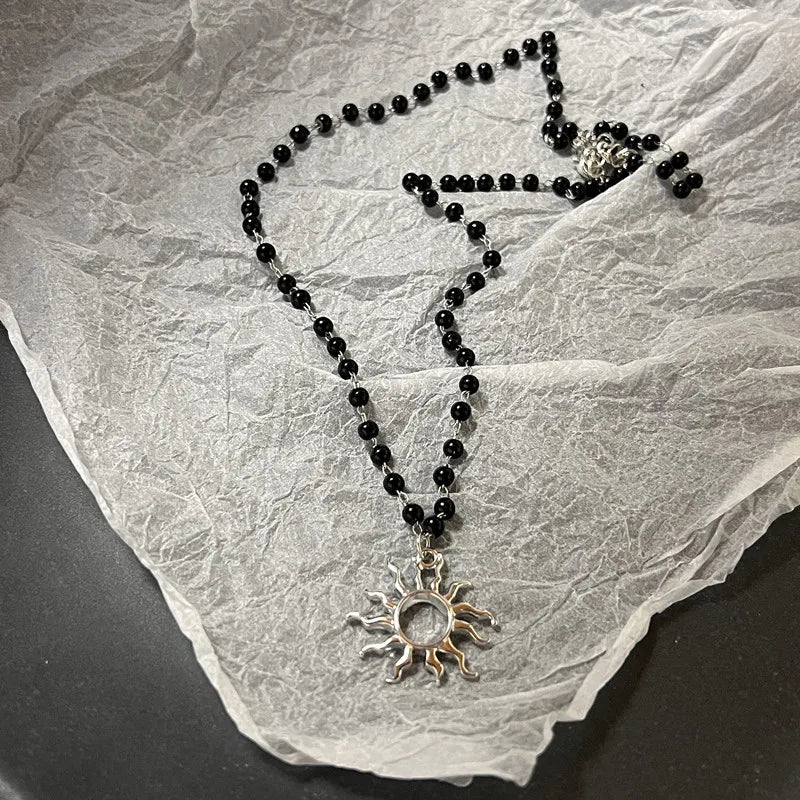 Collier Vintage avec pendentif étoile en corde de cuir pour femmes et hommes, couleur argent Antique, accessoires de bijoux esthétique Y2k
