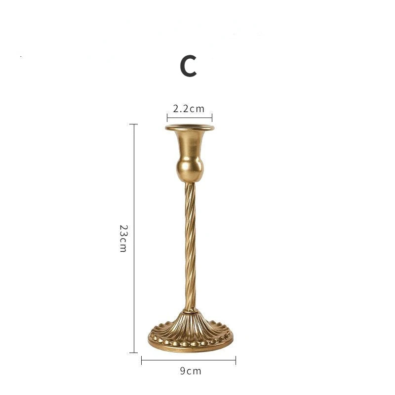 Kit de bougeoirs en laiton doré, 3 pièces, ensemble de bougeoirs décoratifs, support pour fête de mariage et salle à manger