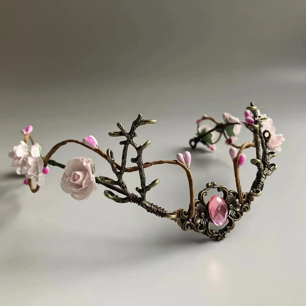 Couronne de souffle elfique, calcul de terre, blush, fleur dégradée, elfe, diadème, pièce de sauna, bébé