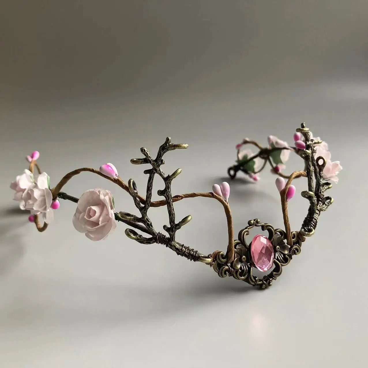 Couronne de souffle elfique, calcul de terre, blush, fleur dégradée, elfe, diadème, pièce de sauna, bébé