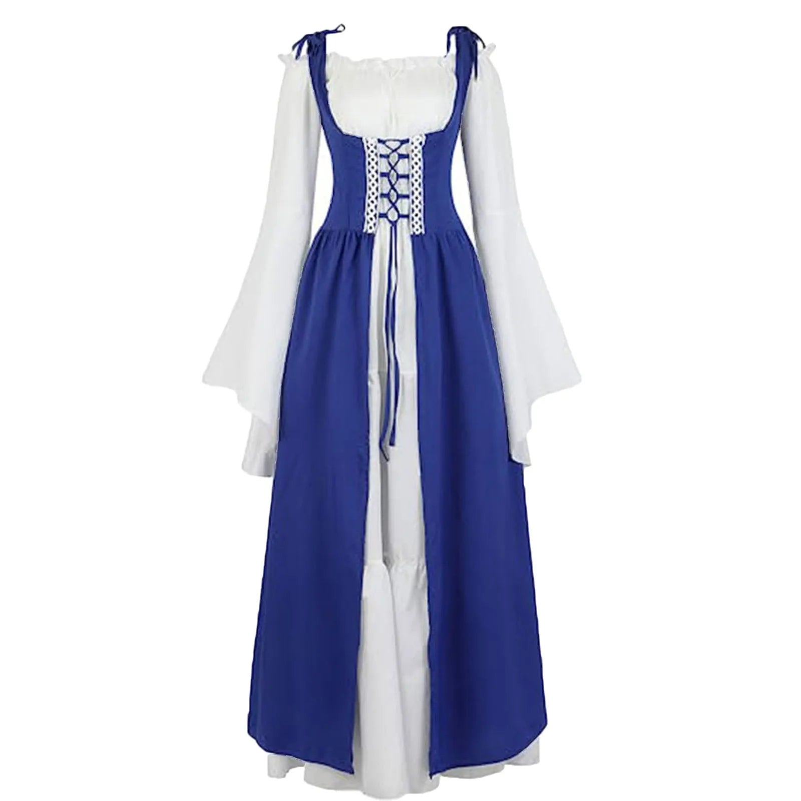 Robe à lacets vintage médiévale pour femme, corset bandage, robe élégante, manches à volants, club de fête, Halloween