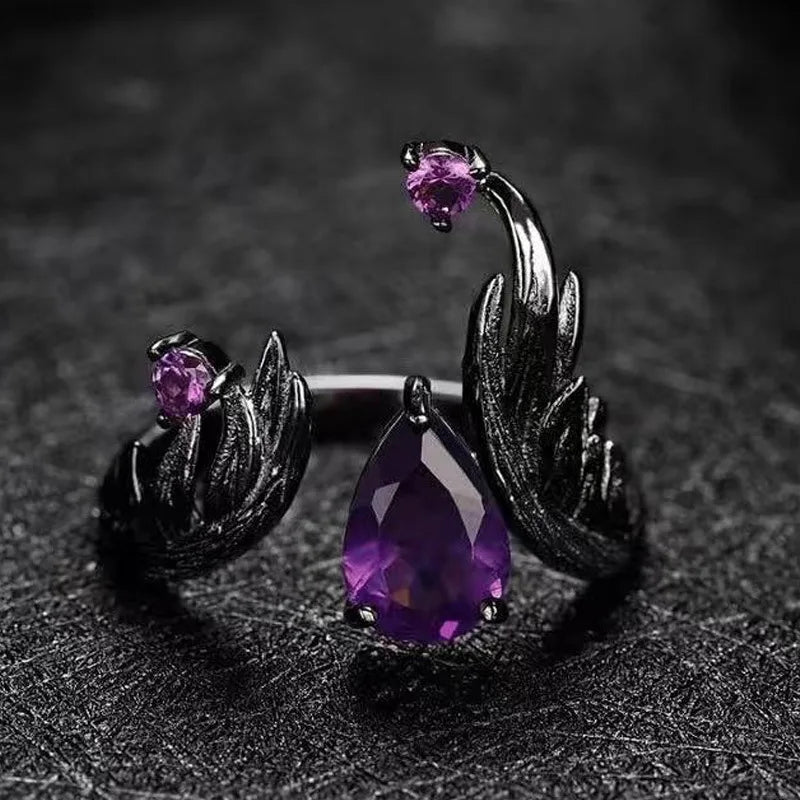 Bague elfe en Zircon violet de Style Punk rétro, anneau ouvert personnalisé, bijoux tendance et Cool pour femmes, cadeaux de vacances, nouvelle collection