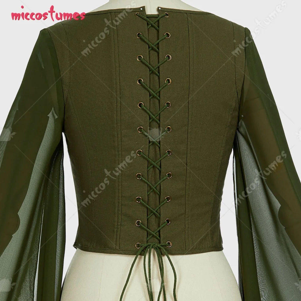 Costume d'elfe pour femme Renaissance Haut traditionnel Fée Large Manches longues Chemisier à lacets pour Halloween