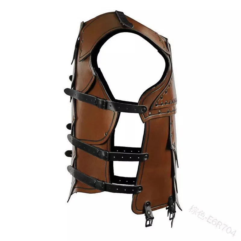 Steampunk – armure Viking réglable en Faux cuir, clôture équestre, poitrine et plaque arrière pour Costume de Cosplay d'halloween médiéval