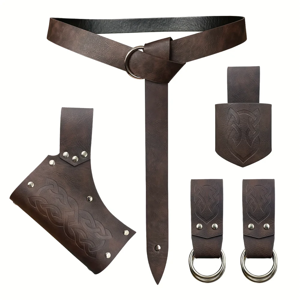 Ceinture médiévale, accessoires pour vêtements, jupe Renaissance, randonnée, corne Viking, couverture en cuir, poignard, couverture en cuir, épée grenouille