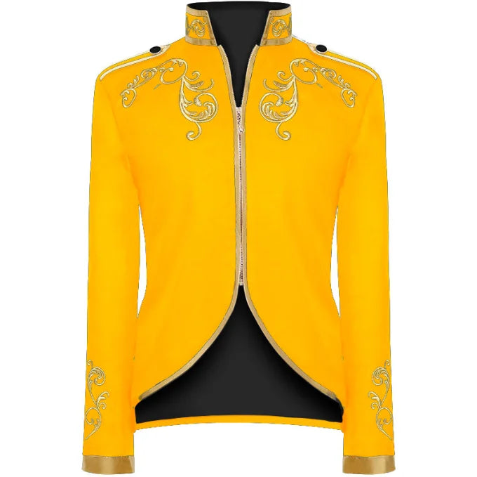 Costume à fleurs brodées pour hommes, Style britannique, blanc/bleu/rouge, manteau de fête de danse de mariage, robe de spectacle sur scène de chanteur, Blazer